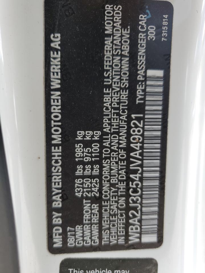 2018 BMW 230Xi VIN: WBA2J3C54JVA49821 Lot: 61046555