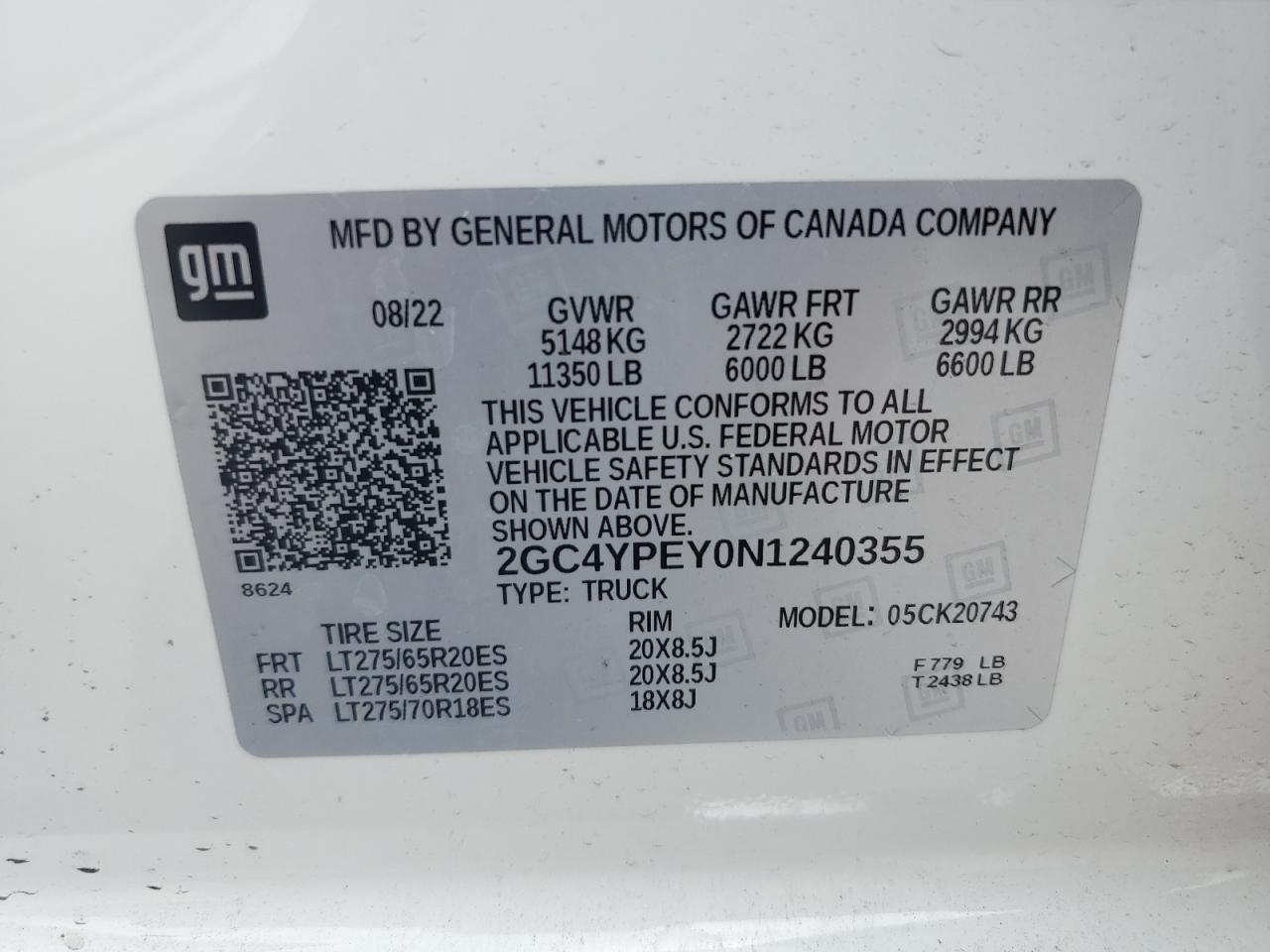 2022 Chevrolet Silverado K2500 Heavy Duty Ltz VIN: 2GC4YPEY0N1240355 Lot: 60935955