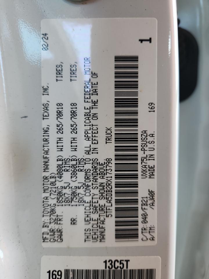 2024 Toyota Tundra Crewmax Sr VIN: 5TFLA5DB2RX173798 Lot: 60619335