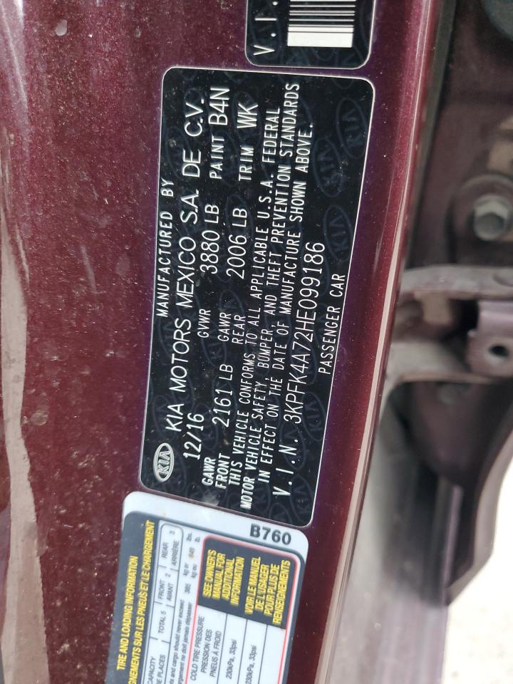 2017 Kia Forte Lx VIN: 3KPFK4A72HE099186 Lot: 59777545