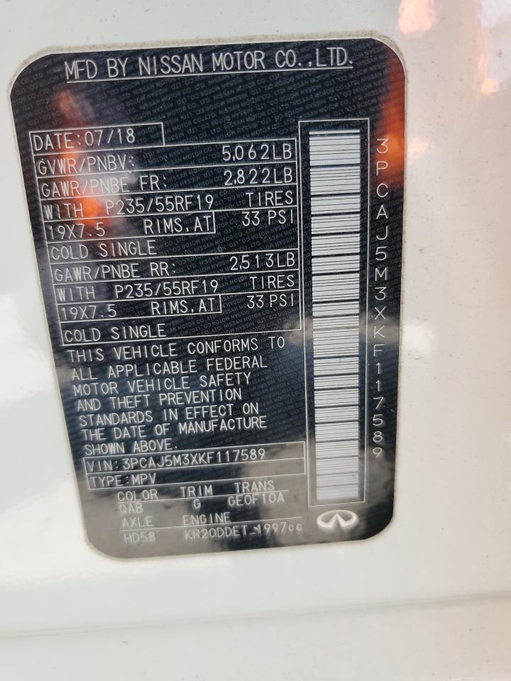 2019 Infiniti Qx50 Essential VIN: 3PCAJ5M3XKF117589 Lot: 58156705