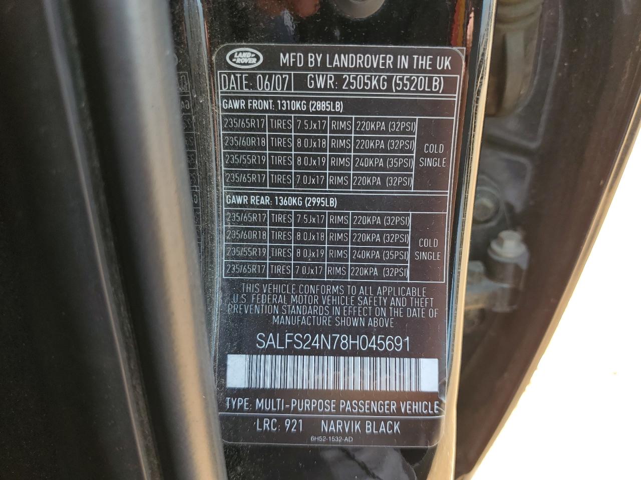 2008 Land Rover Lr2 Se Technology VIN: SALFS24N78H045691 Lot: 62348365