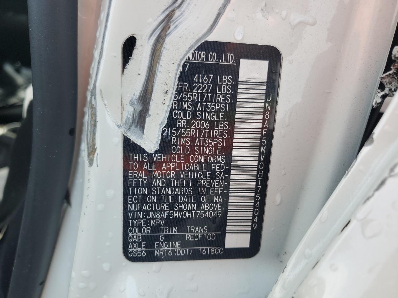 2017 Nissan Juke S VIN: JN8AF5MV0HT754049 Lot: 59596715