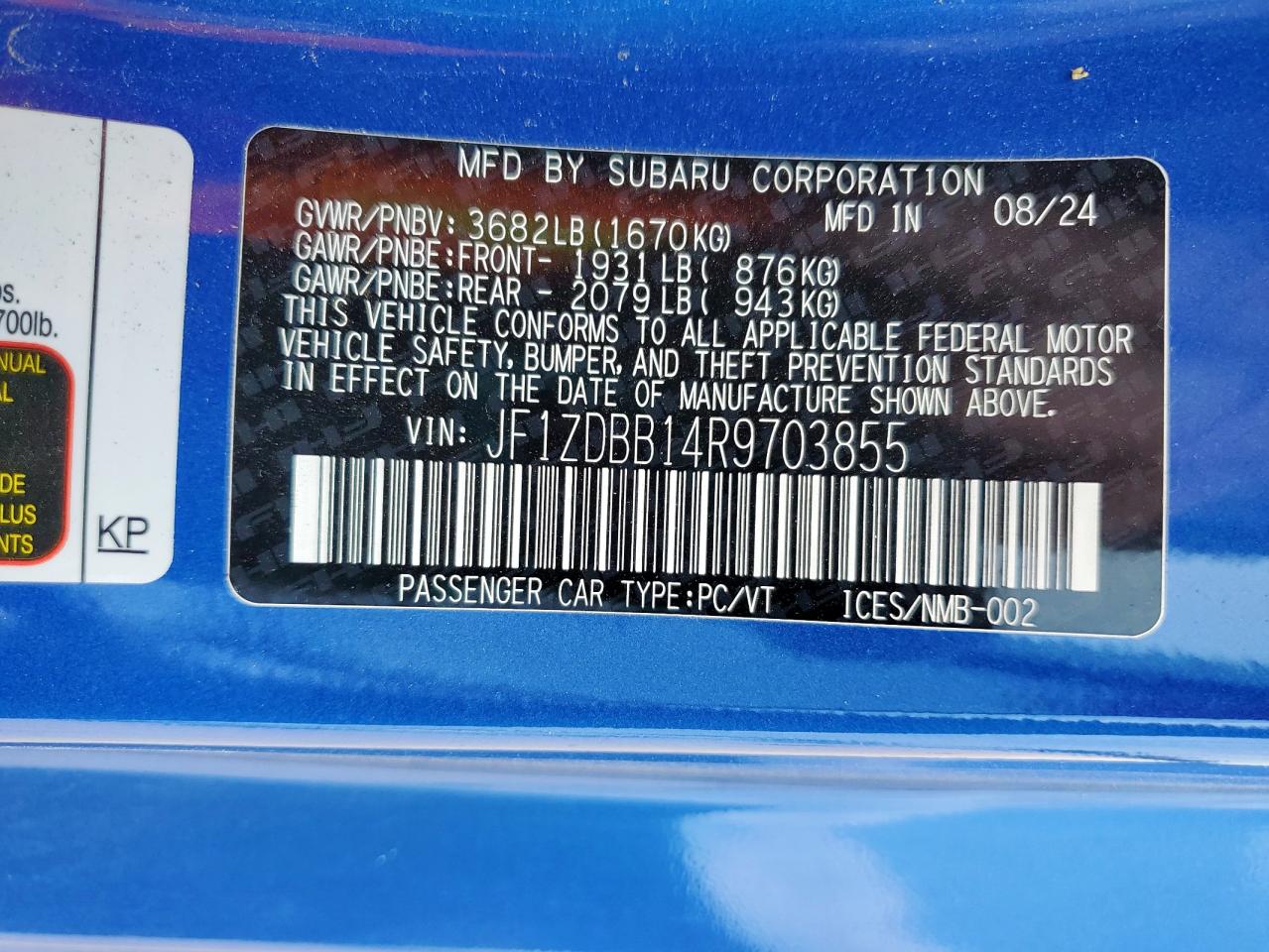2024 Subaru Brz Premium VIN: JF1ZDBB14R9703855 Lot: 59236745