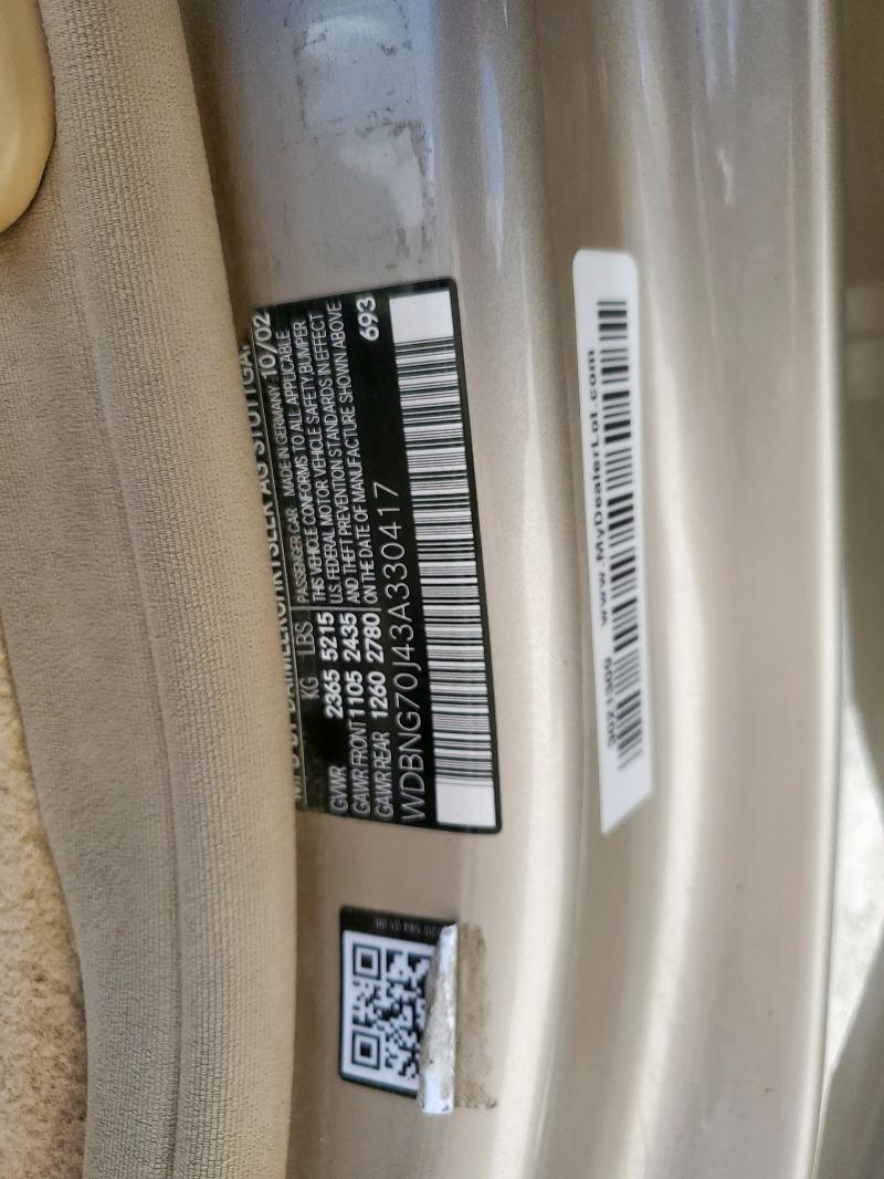 2003 MERCEDES-BENZ S 430