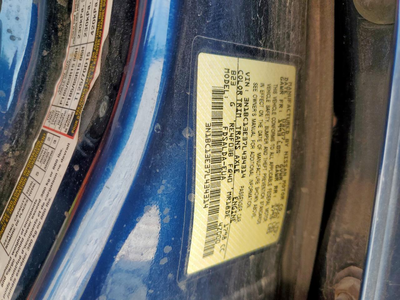 2007 Nissan Versa S VIN: 3N1BC13E37L434314 Lot: 62348165