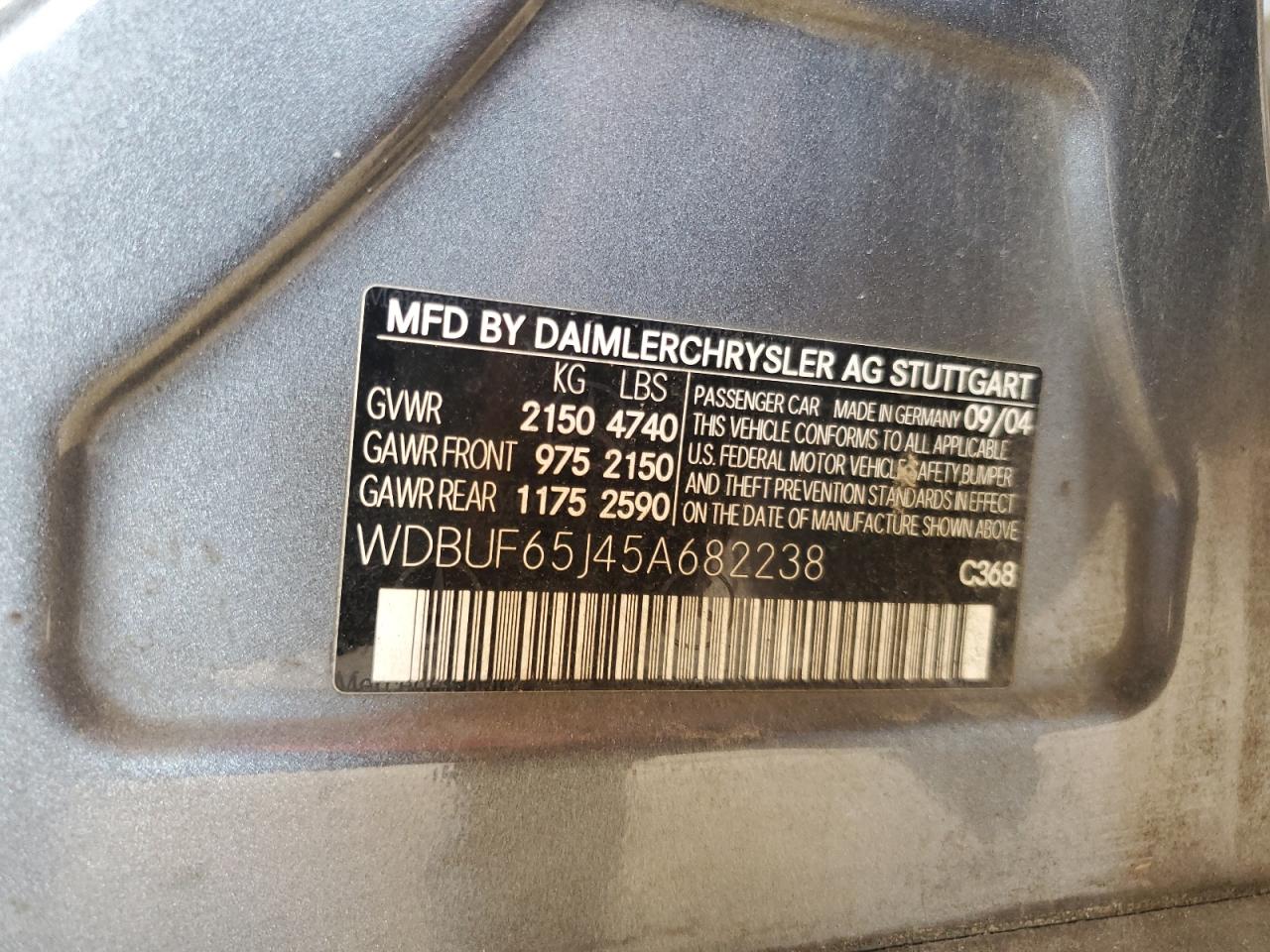 wdbuf65j45a682238 WDBUF65J45A682238 2005 Mercedes-Benz E 320