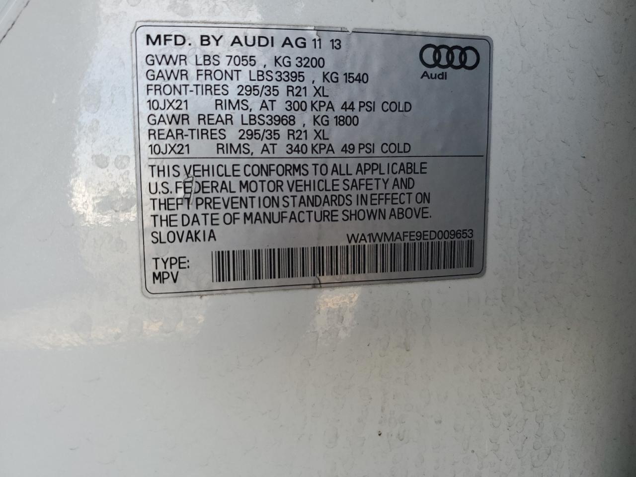 2014 Audi Q7 Prestige VIN: WA1WMAFE9ED009653 Lot: 62462365