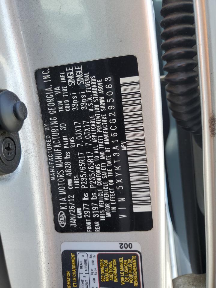 2012 Kia Sorento Base VIN: 5XYKT3A16CG295063 Lot: 61823115