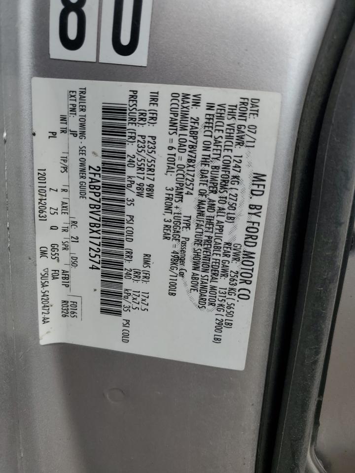 2011 Ford Crown Victoria Police Interceptor VIN: 2FABP7BV7BX172574 Lot: 59513405