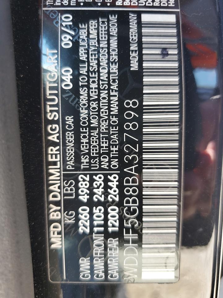 2011 Mercedes-Benz E 350 VIN: WDDHF5GB8BA327898 Lot: 61077415