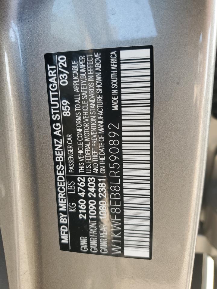 2020 Mercedes-Benz C 300 4Matic VIN: W1KWF8EB8LR590892 Lot: 59363815