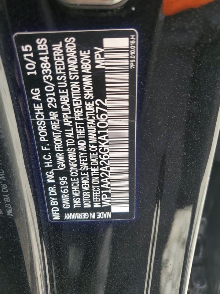 2016 Porsche Cayenne VIN: WP1AA2A26GKA10672 Lot: 61855655