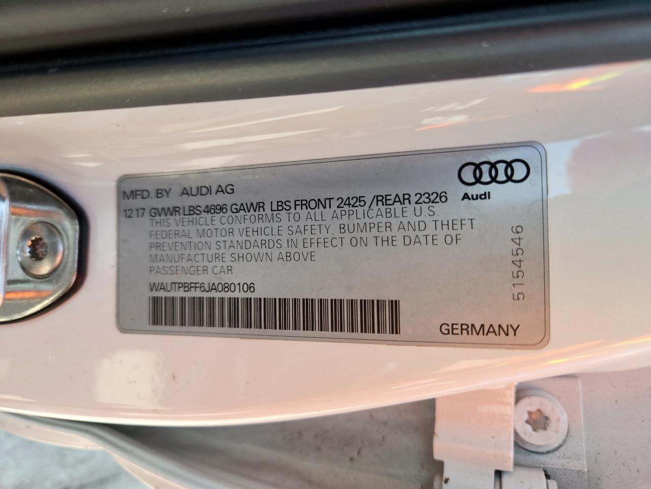 2018 Audi A3 E-Tron Premium Plus VIN: WAUTPBFF6JA080106 Lot: 61563755