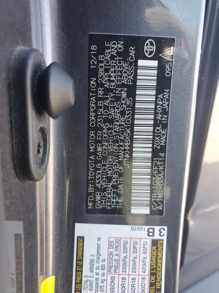 2019 Toyota C-Hr Xle VIN: JTNKHMBX5K1033135 Lot: 61766885