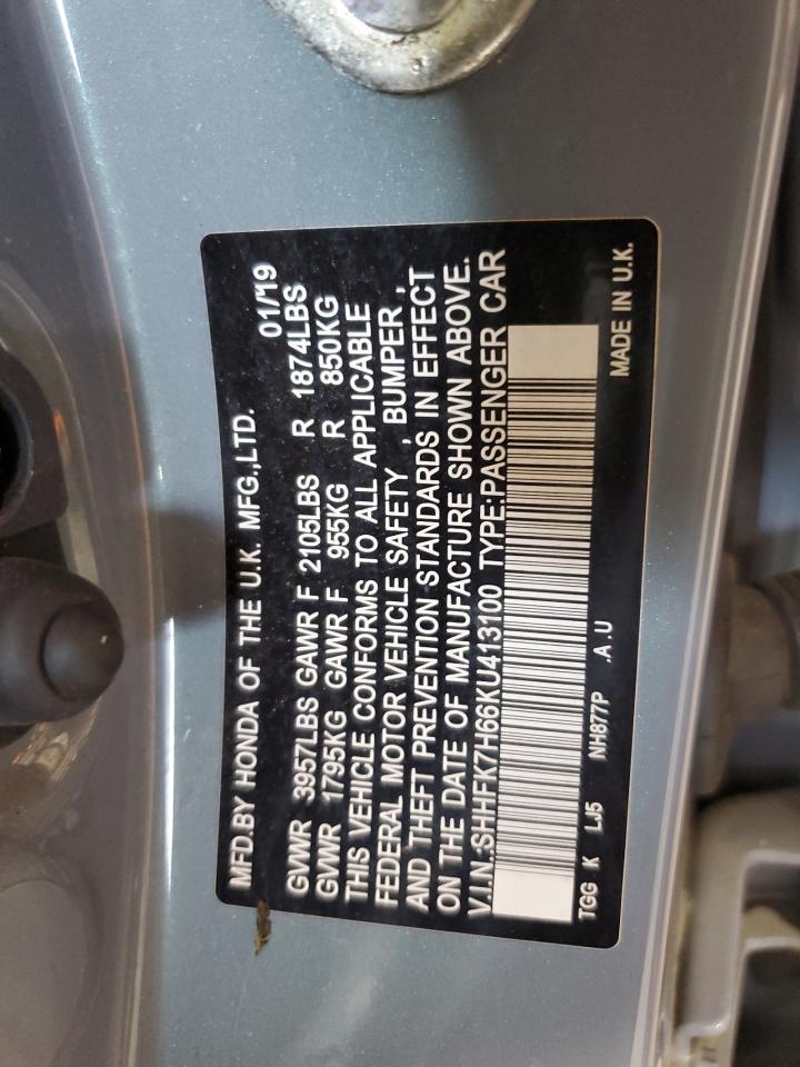 2019 Honda Civic Ex VIN: SHHFK7H66KU413100 Lot: 62146635