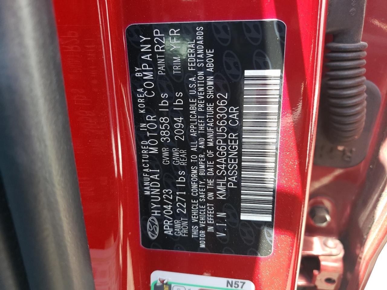 2023 Hyundai Elantra Sel VIN: KMHLS4AG6PU563062 Lot: 63160095