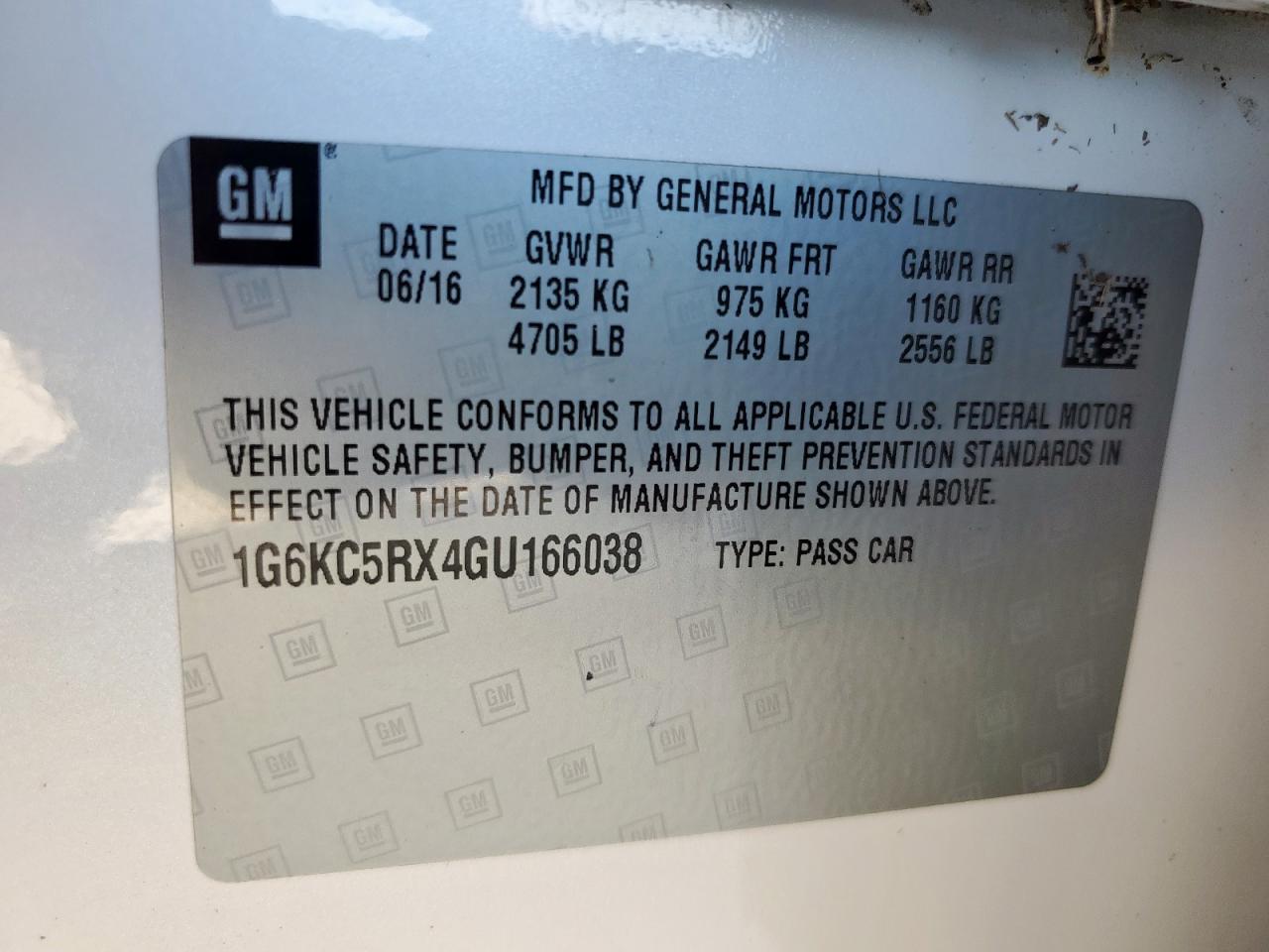 2016 Cadillac Ct6 Luxury VIN: 1G6KC5RX4GU166038 Lot: 61251755