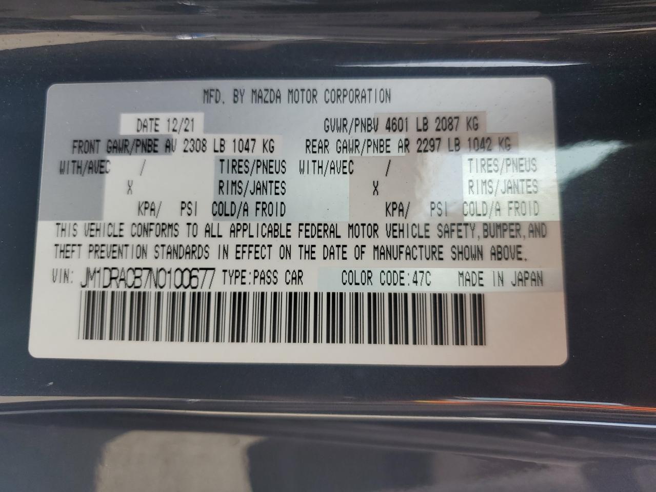 2022 Mazda Mx-30 Premium VIN: JM1DRACB7N0100677 Lot: 59330295