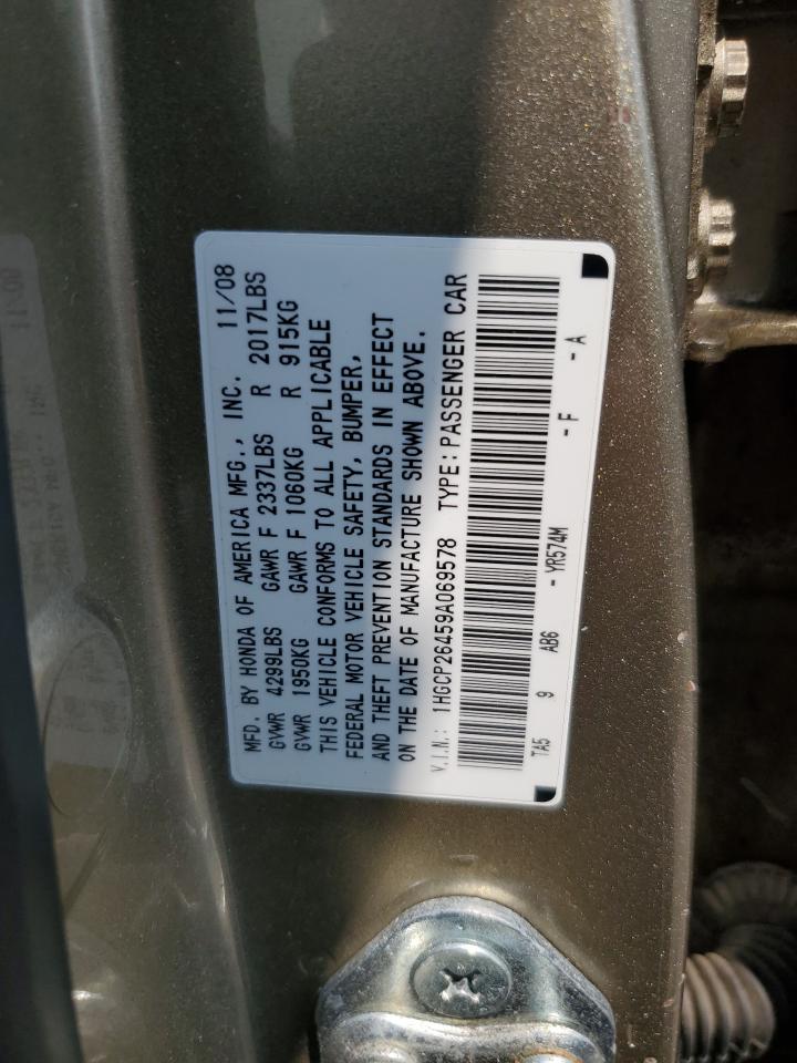 2009 Honda Accord Lxp VIN: 1HGCP26459A069578 Lot: 59878245