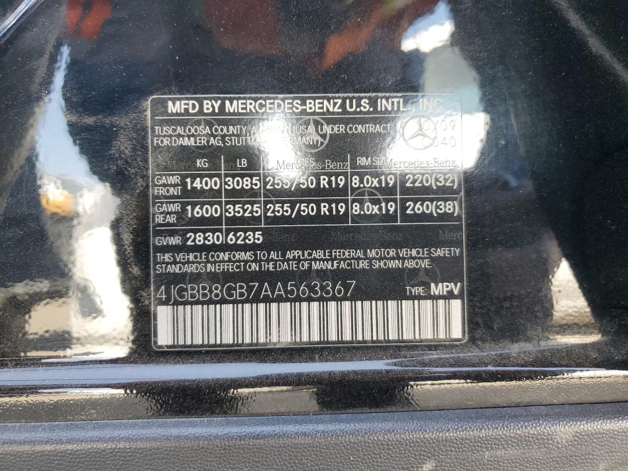 2010 Mercedes-Benz Ml 350 4Matic VIN: 4JGBB8GB7AA563367 Lot: 62546475