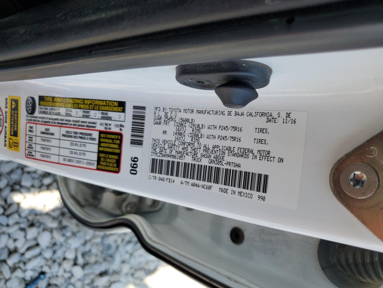 2017 Toyota Tacoma Double Cab VIN: 3TMCZ5AN9HM061057 Lot: 61862565