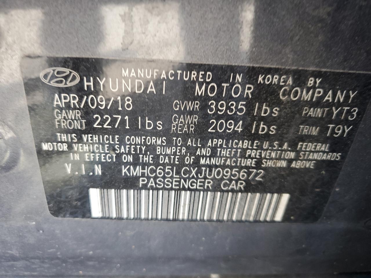 2018 Hyundai Ioniq Blue VIN: KMHC65LCXJU095672 Lot: 59856275