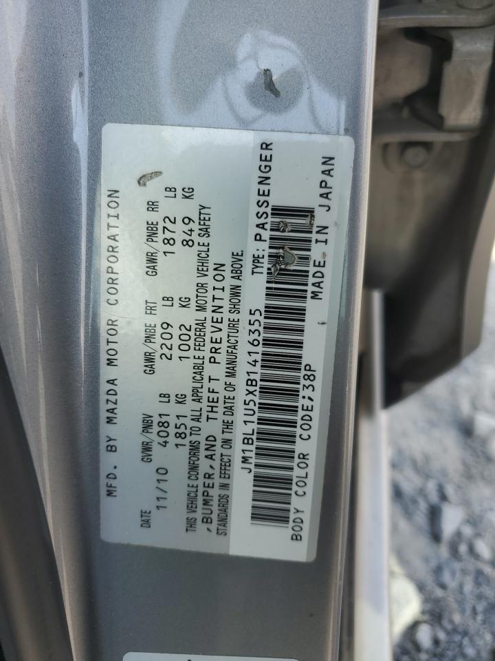2011 Mazda 3 S VIN: JM1BL1U5XB1416355 Lot: 62360595