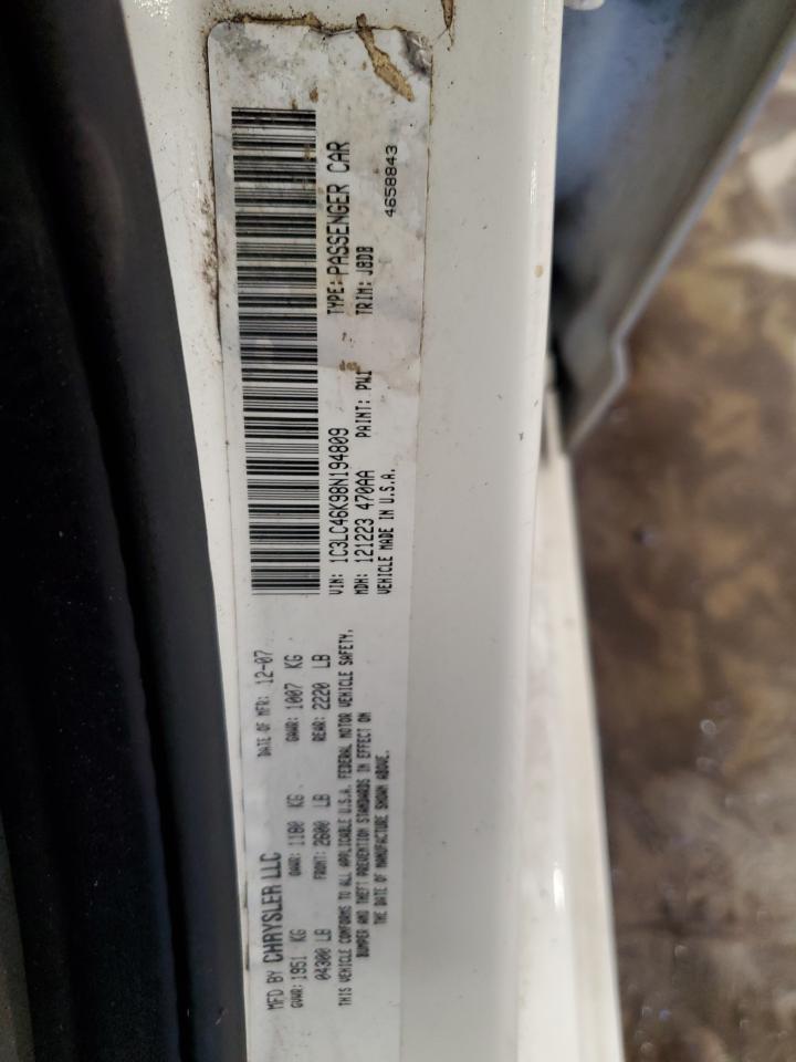 2008 Chrysler Sebring Lx VIN: 1C3LC46K98N194809 Lot: 62084735