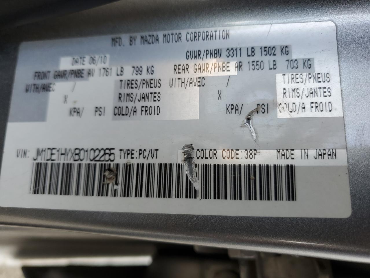 2011 Mazda Mazda2 VIN: JM1DE1HYXB0102265 Lot: 59205945