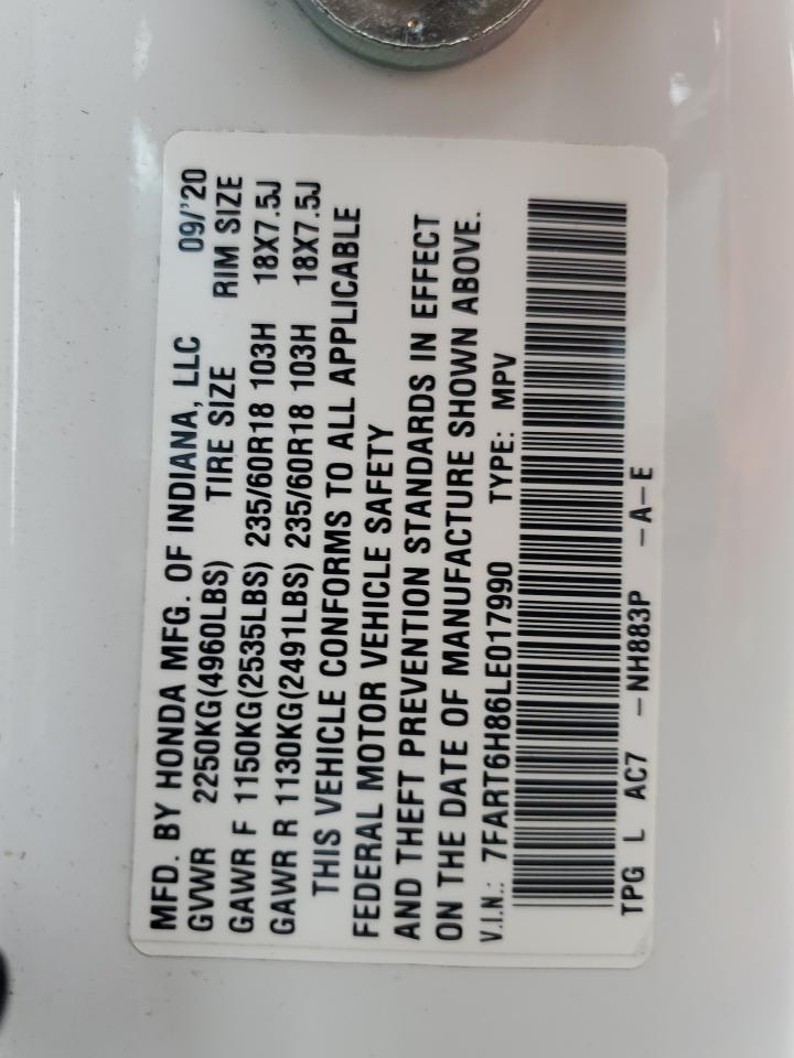 2020 Honda Cr-V Exl VIN: 7FART6H86LE017990 Lot: 60563125