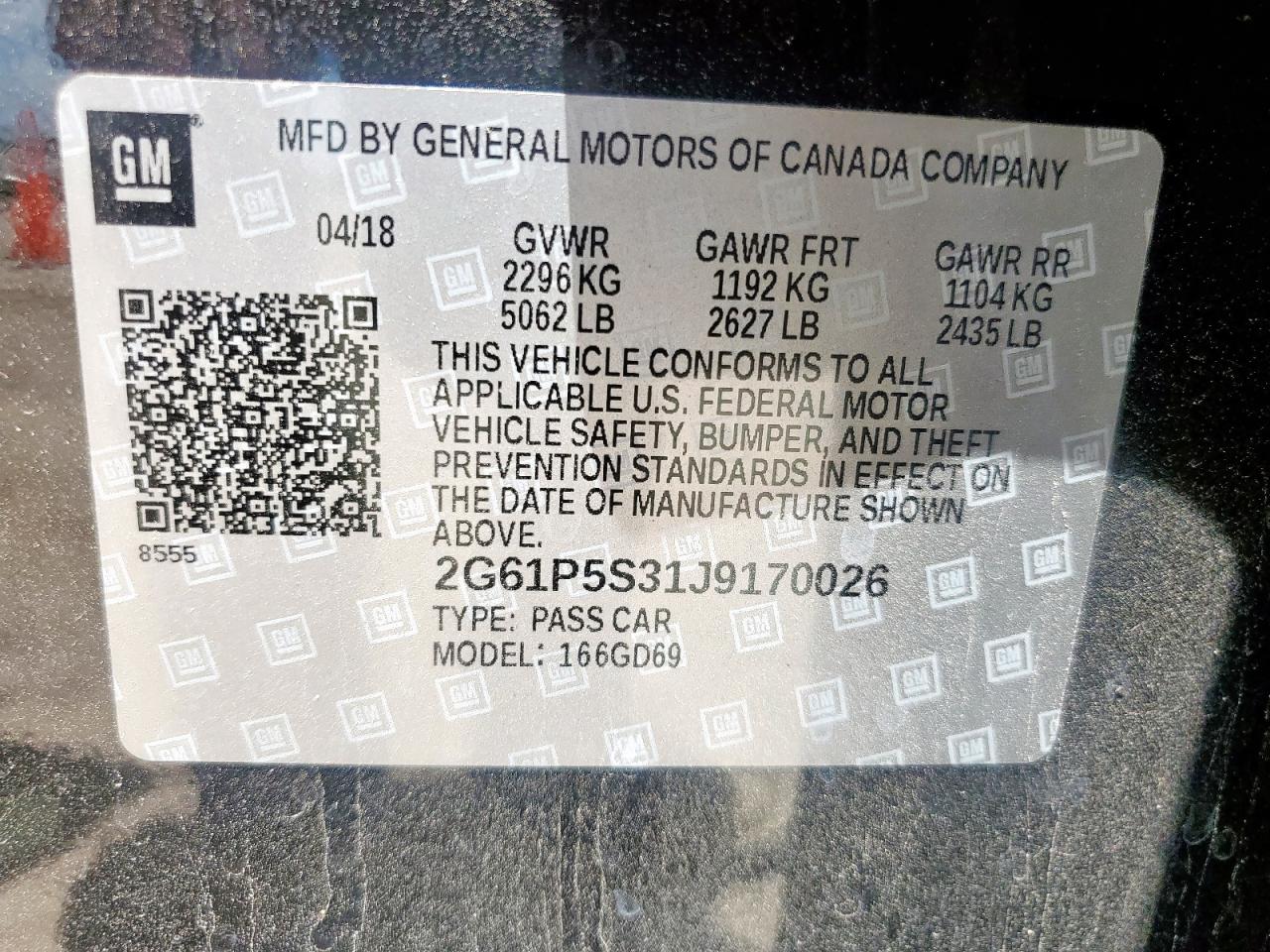 2018 Cadillac Xts Premium Luxury VIN: 2G61P5S31J9170026 Lot: 62354465