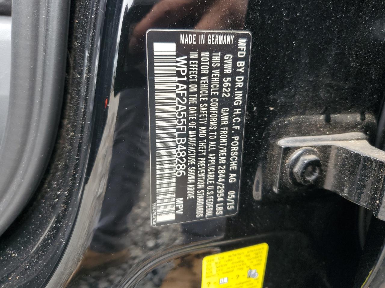 2015 Porsche Macan Turbo VIN: WP1AF2A55FLB48286 Lot: 60656055