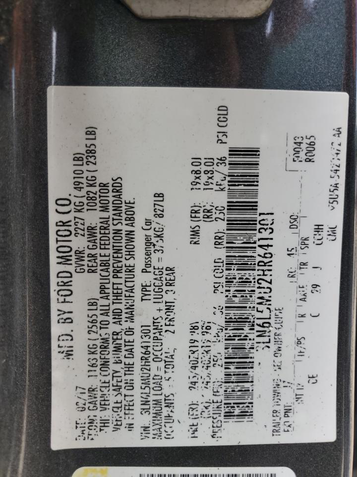 2017 Lincoln Mkz Hybrid Reserve VIN: 3LN6L5MU2HR641301 Lot: 59252175