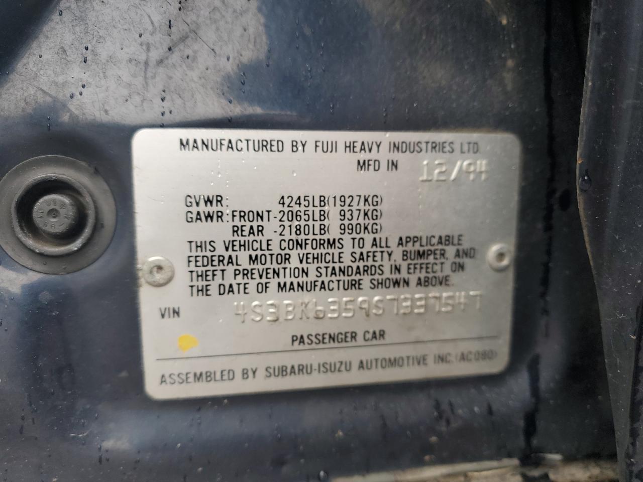 1995 Subaru Legacy L VIN: 4S3BK6359S7337547 Lot: 60146155