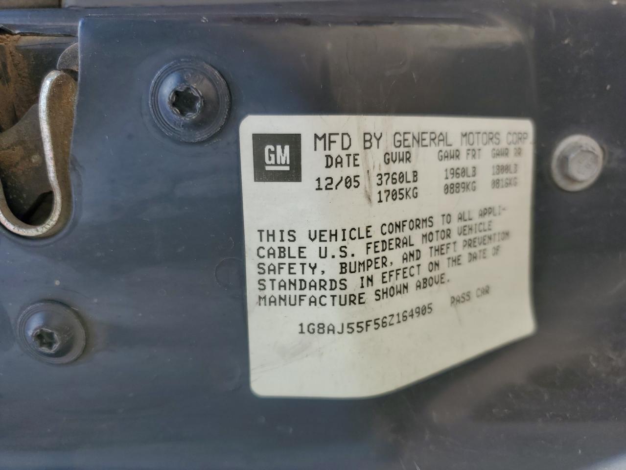 2006 Saturn Ion Level 2 VIN: 1G8AJ55F56Z164905 Lot: 62119155