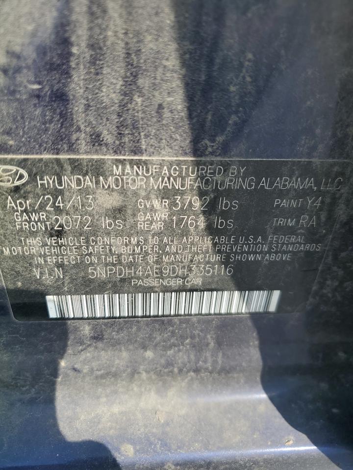 2013 Hyundai Elantra Gls VIN: 5NPDH4AE9DH335116 Lot: 61874965