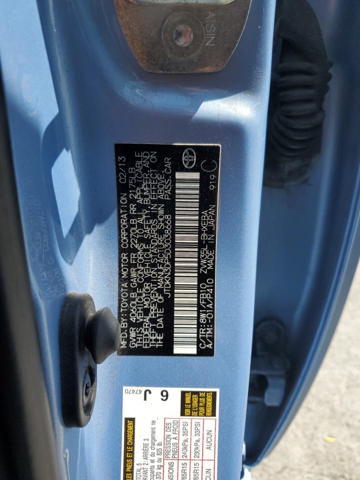 2013 Toyota Prius Plug-In VIN: JTDKN3DP5D3038668 Lot: 63115905