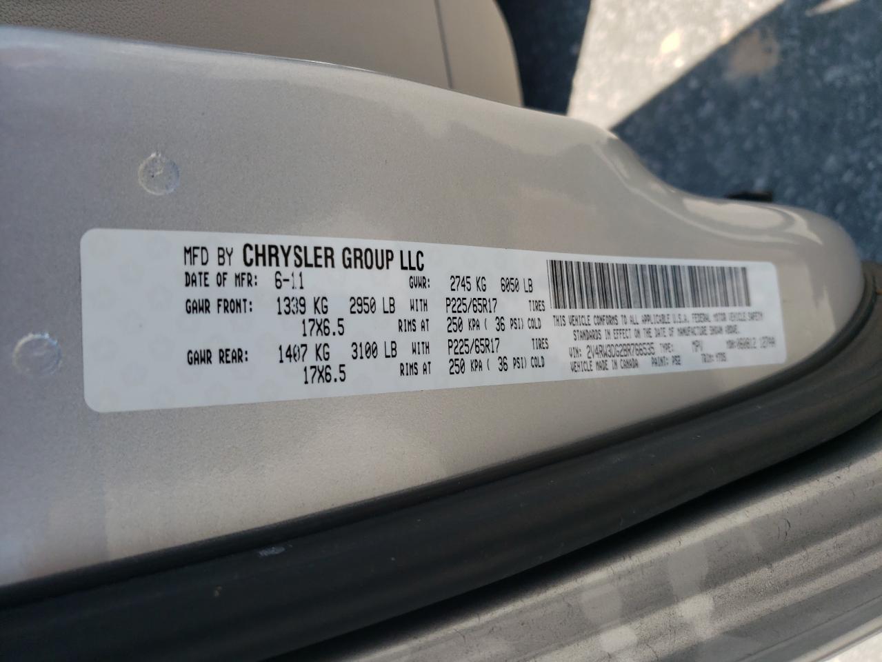 2011 Volkswagen Routan Se VIN: 2V4RW3DG2BR766535 Lot: 62953345