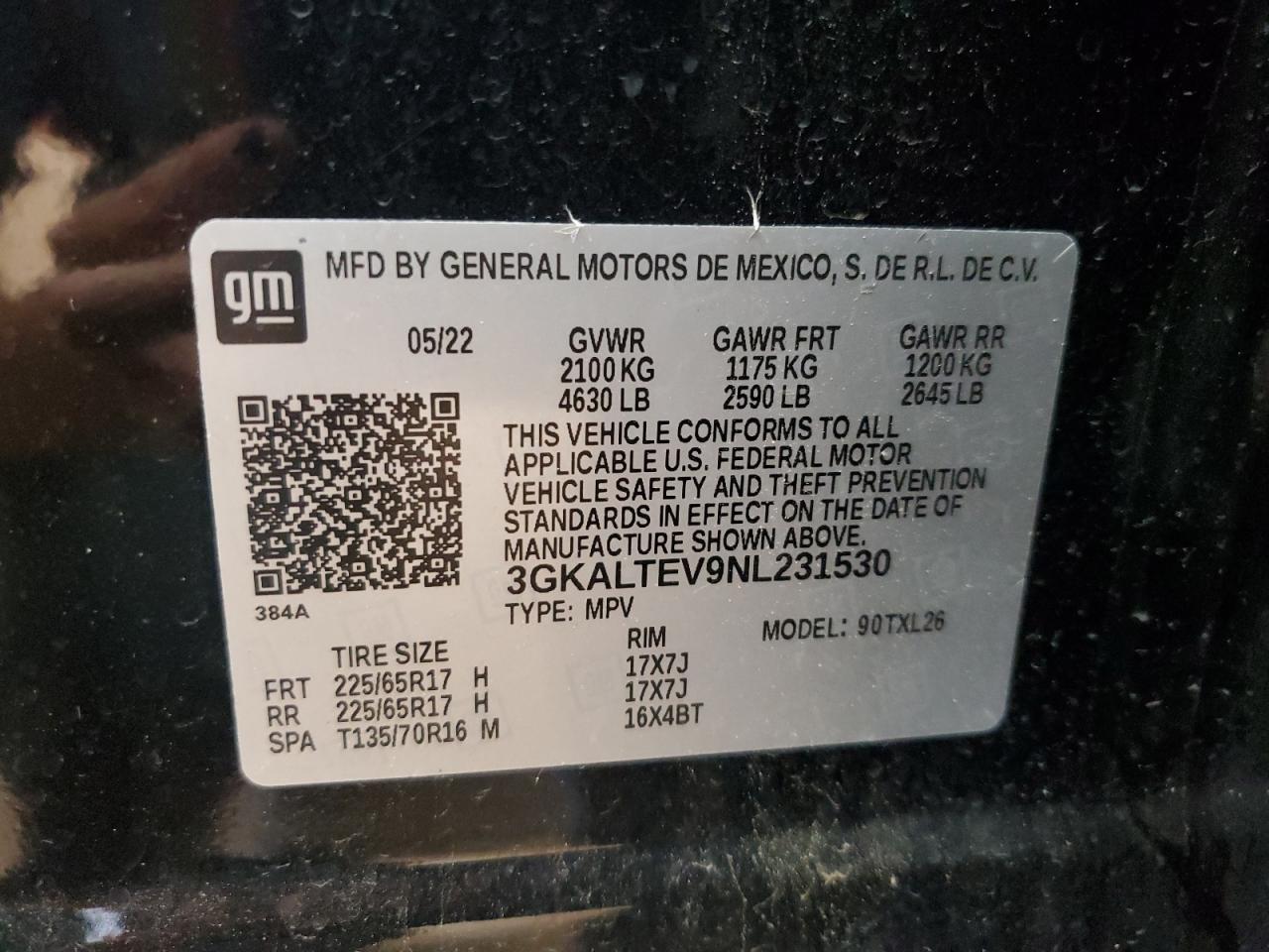 2022 GMC Terrain Sle VIN: 3GKALTEV9NL231530 Lot: 61862675