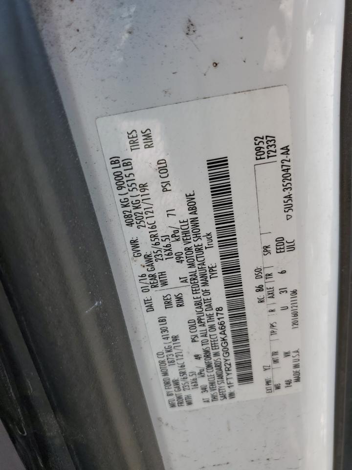 2016 Ford Transit T-250 VIN: 1FTYR2YG0GKA66178 Lot: 61604065
