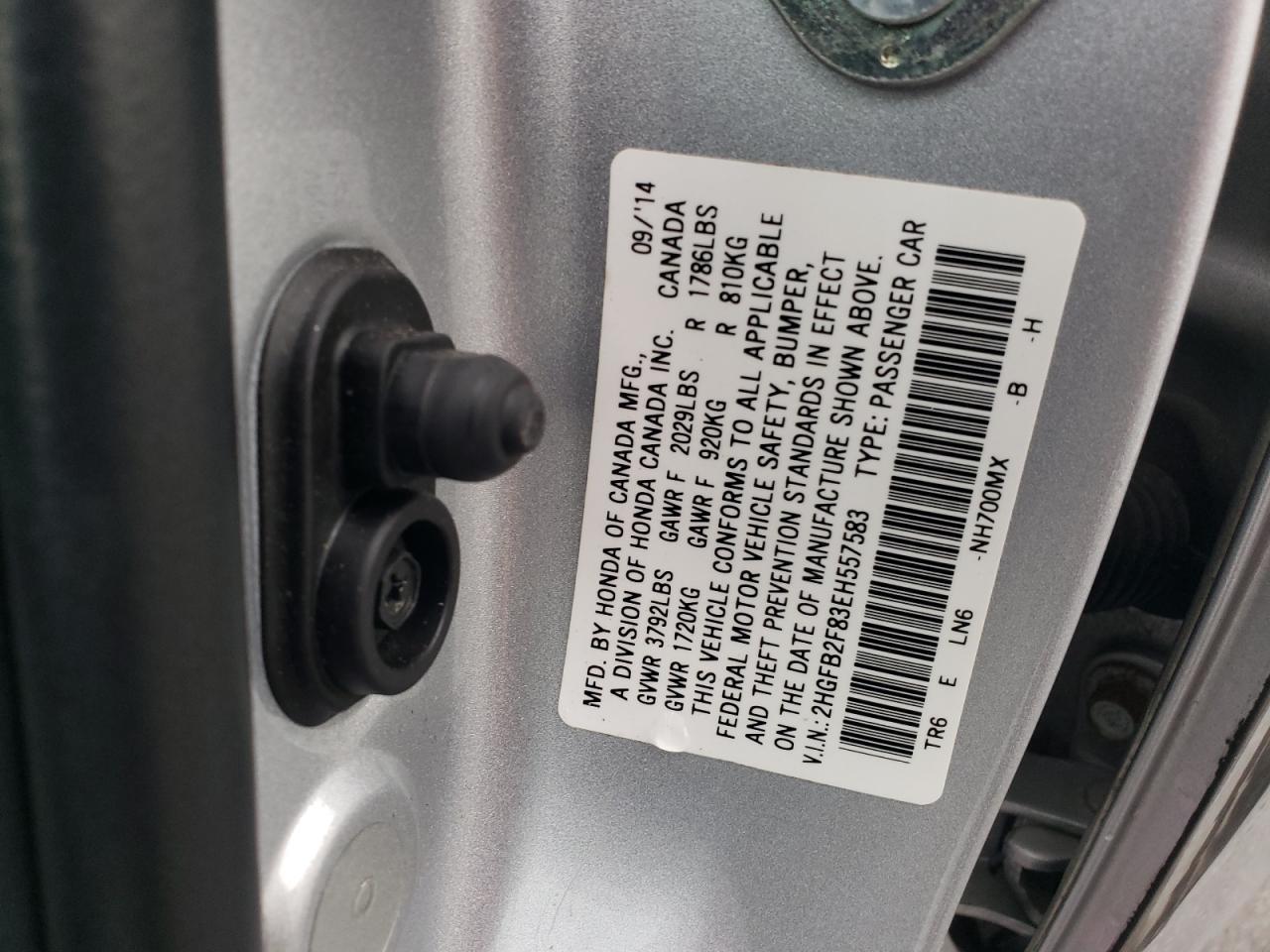 2014 Honda Civic Ex VIN: 2HGFB2F83EH557583 Lot: 62939135