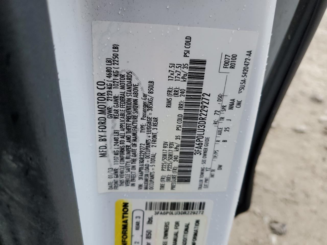 FORD FUSION 2013 VIN 3FA6P0LU3DR229272 photo 12