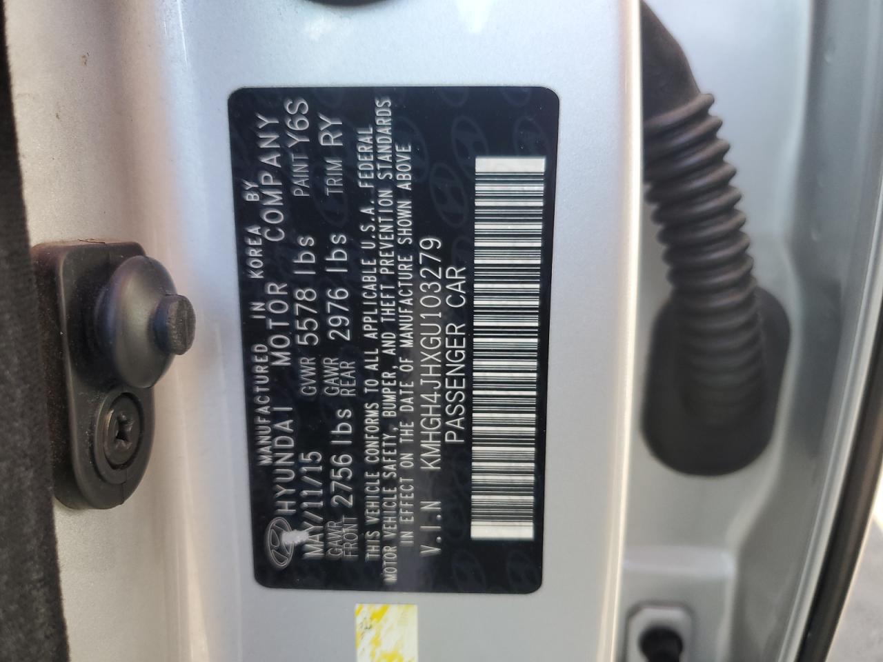 2016 Hyundai Equus Signature VIN: KMHGH4JHXGU103279 Lot: 63026785