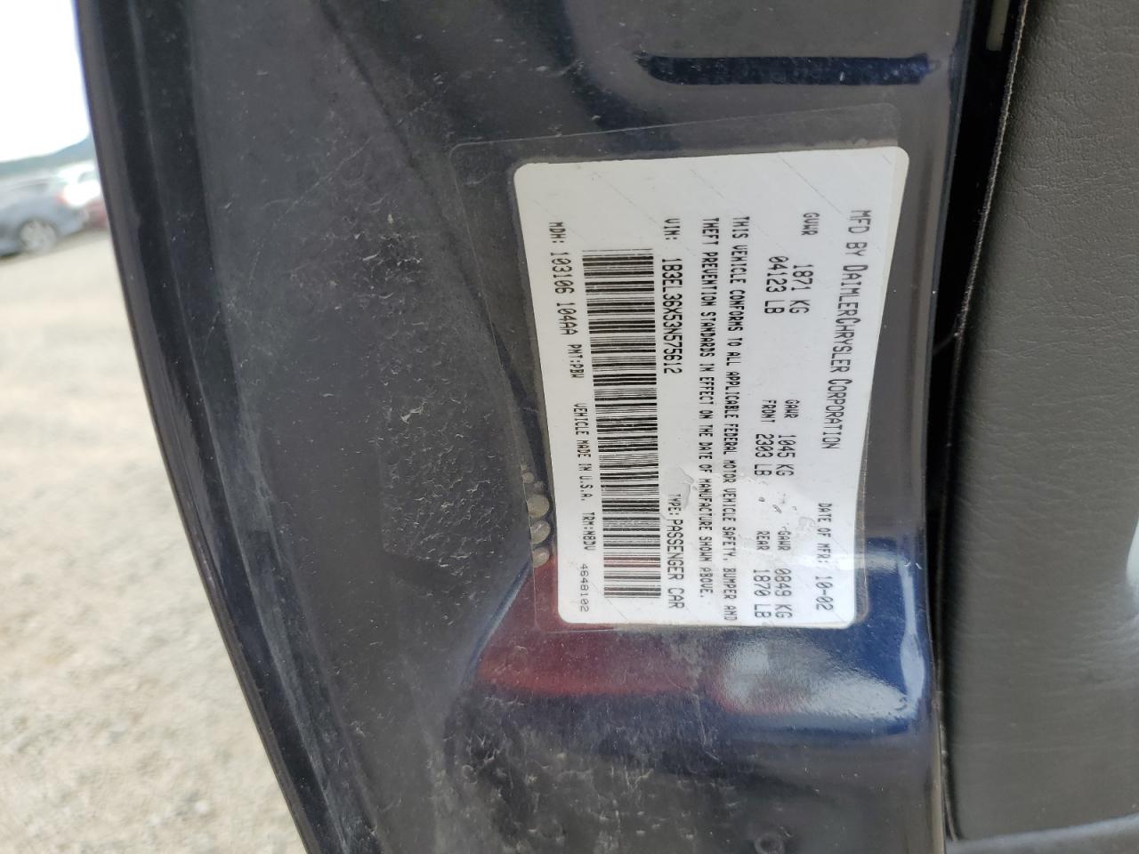 2003 Dodge Stratus Se VIN: 1B3EL36X53N575612 Lot: 58922435