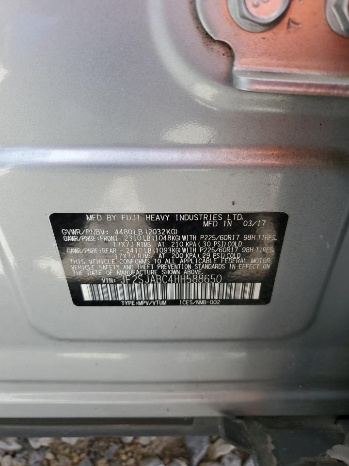2017 Subaru Forester 2.5I VIN: JF2SJABC4HH588650 Lot: 61175905