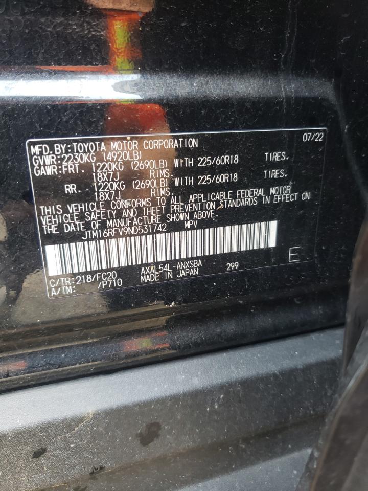 2022 Toyota Rav4 Se VIN: JTM16RFV9ND531742 Lot: 61457185