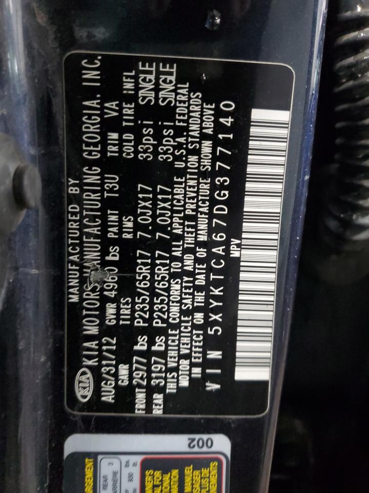 2013 Kia Sorento Lx VIN: 5XYKTCA67DG377140 Lot: 61363335