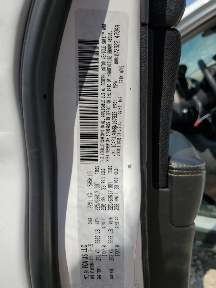 2016 Jeep Cherokee Sport VIN: 1C4PJLAB4GW107833 Lot: 62352755