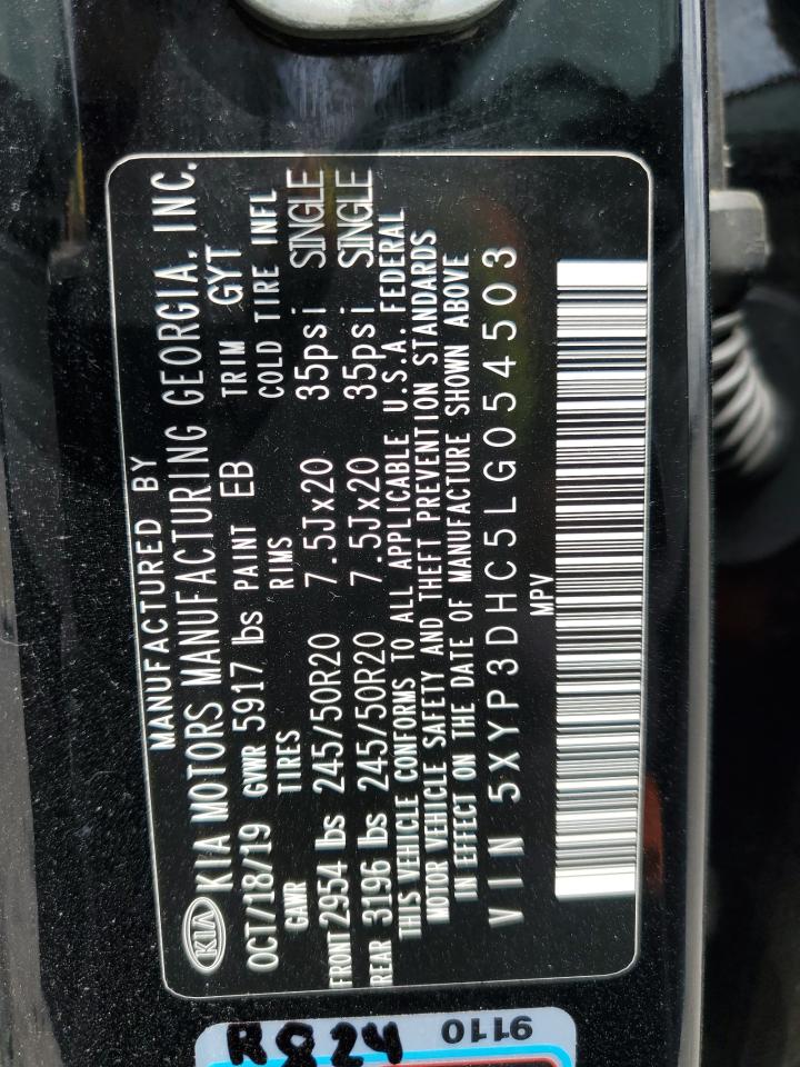 2020 Kia Telluride Ex VIN: 5XYP3DHC5LG054503 Lot: 61080555